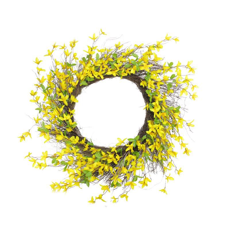 Fingerhut Northlight Seasonal 30 Decorative Yellow And Green Forsythia Artificial Spring Floral Wreath