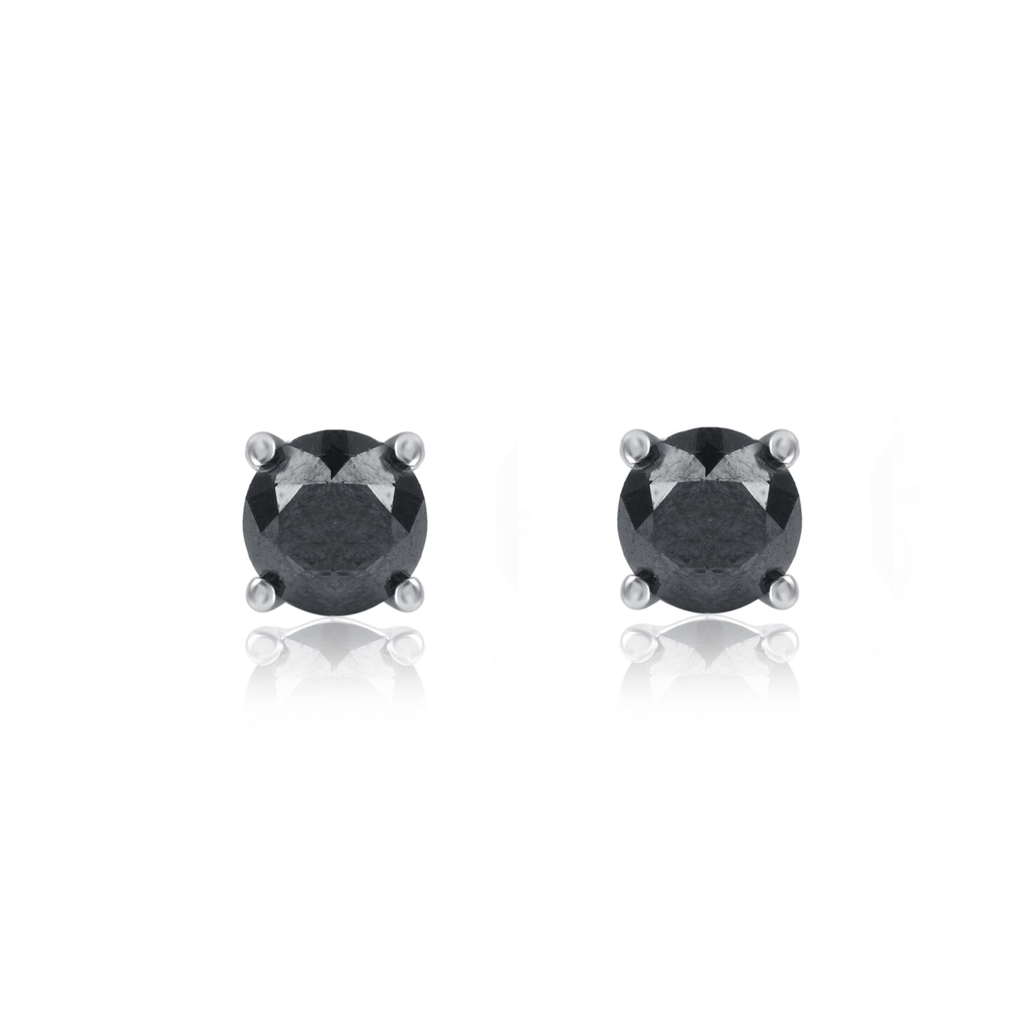 Black & White Diamond Stud Earrings 1/2 ct tw Round Sterling Silver