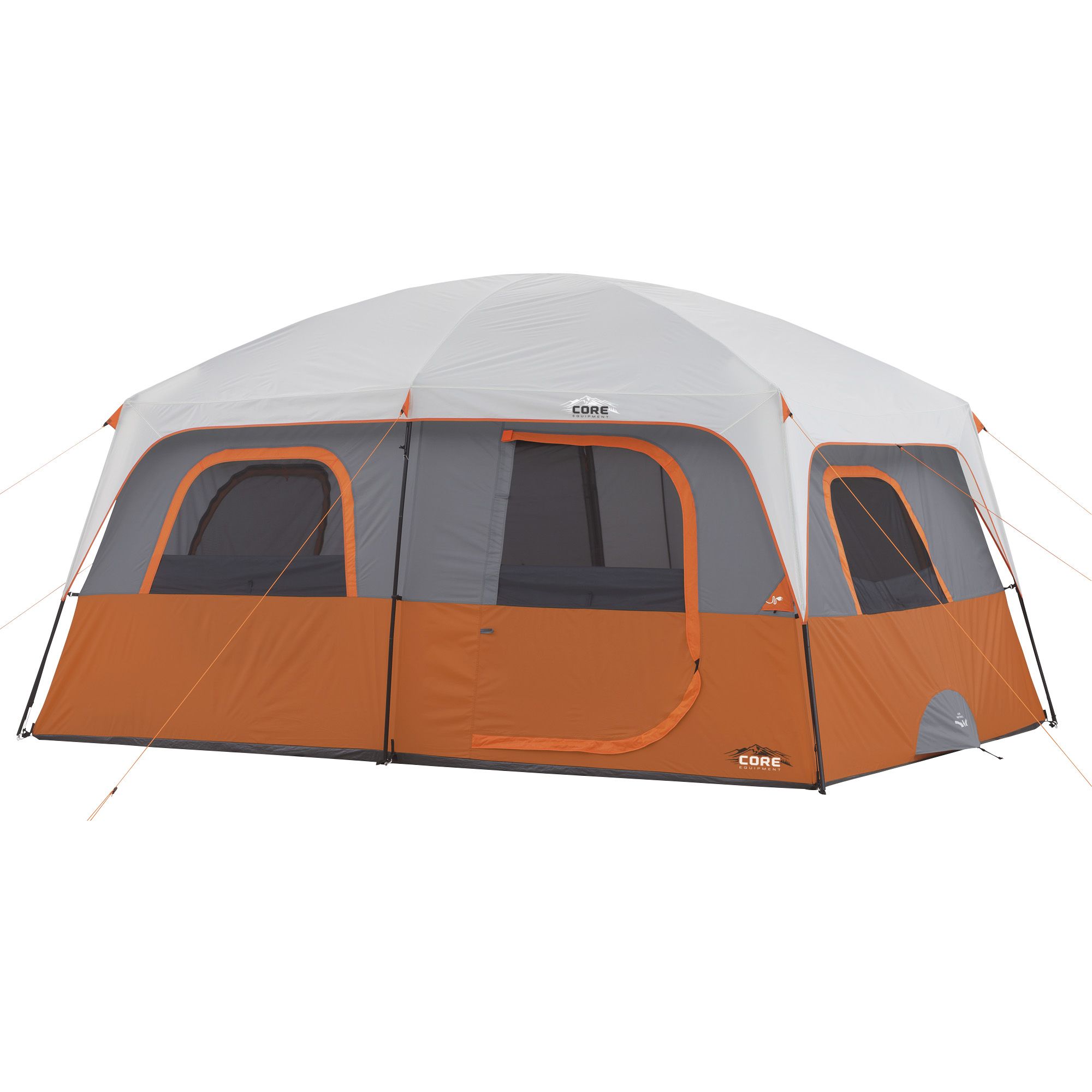 CORE® Equipment 10 Person Straight Wall Cabin Tent with Full Rainfly Setup  
