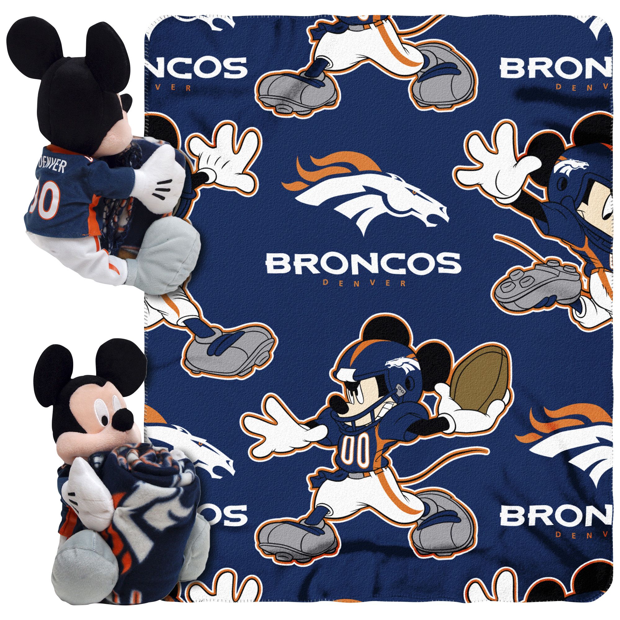 Fingerhut NFL Mickey Hugger And Throw Set Broncos