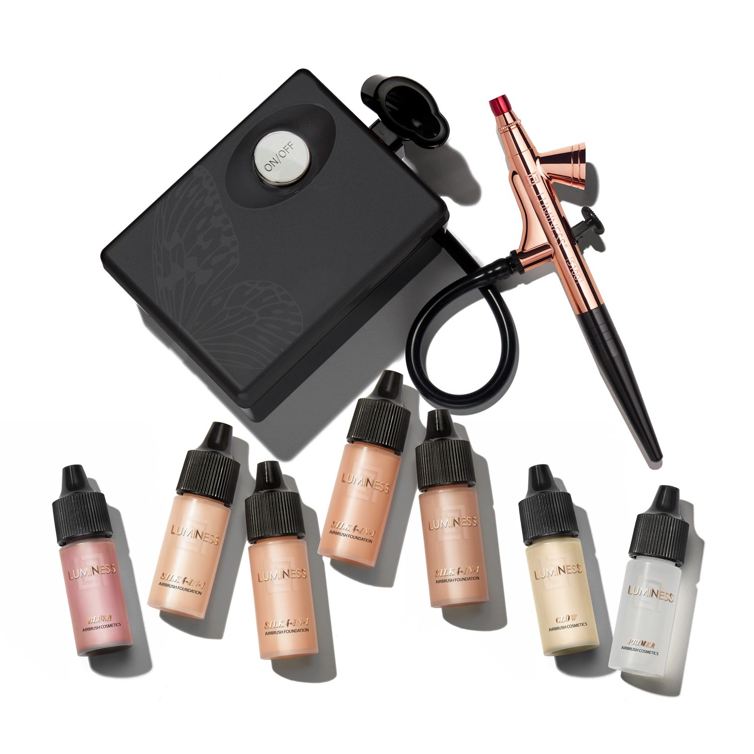 Luminess Air Basic Airbrush System with 7-Piece Silk 4-in-1 Airbrush Foundation & Cosmetic Starter Kit Medium