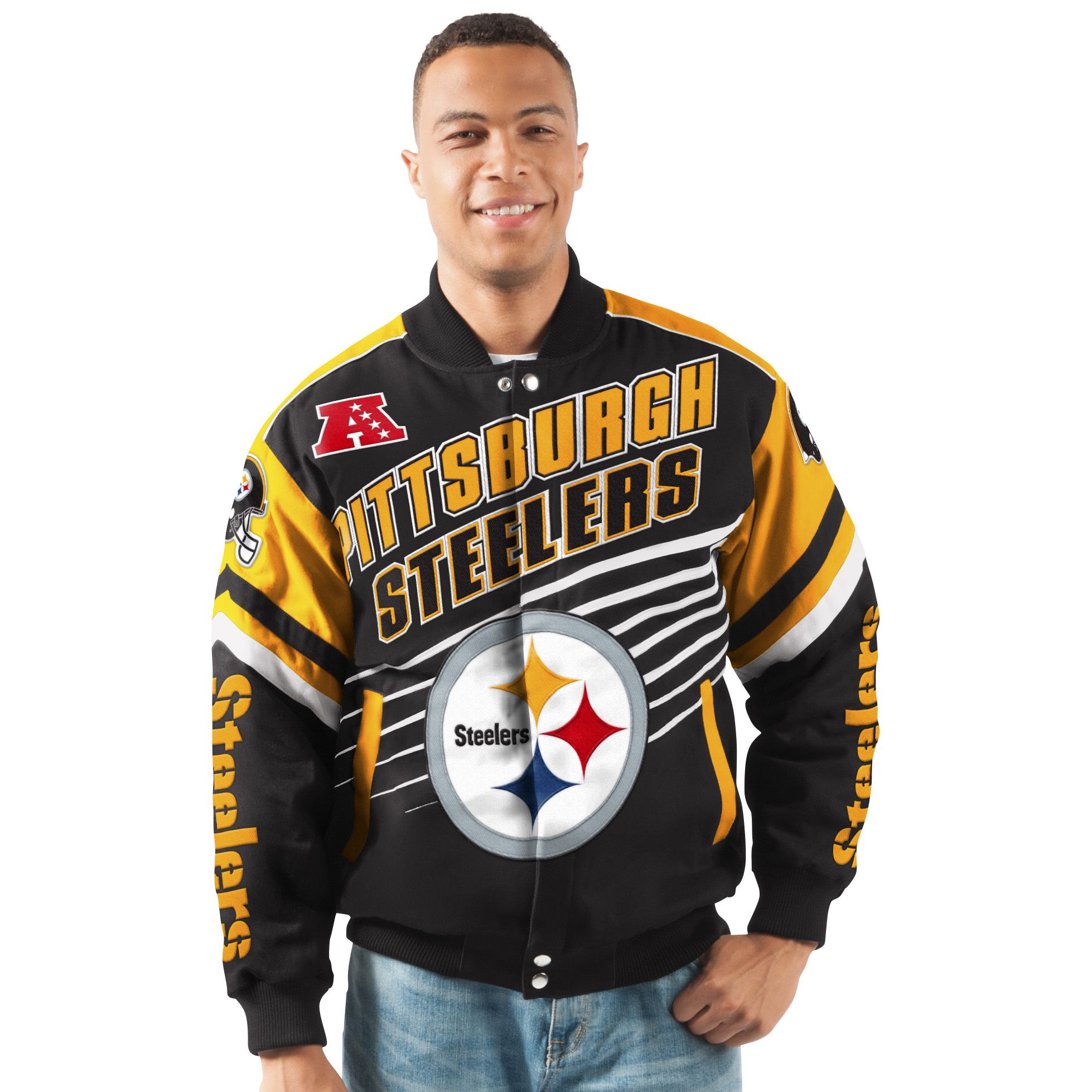 G-III Sports Men's NFL Linebacker Twill Jacket – Pittsburgh Steelers