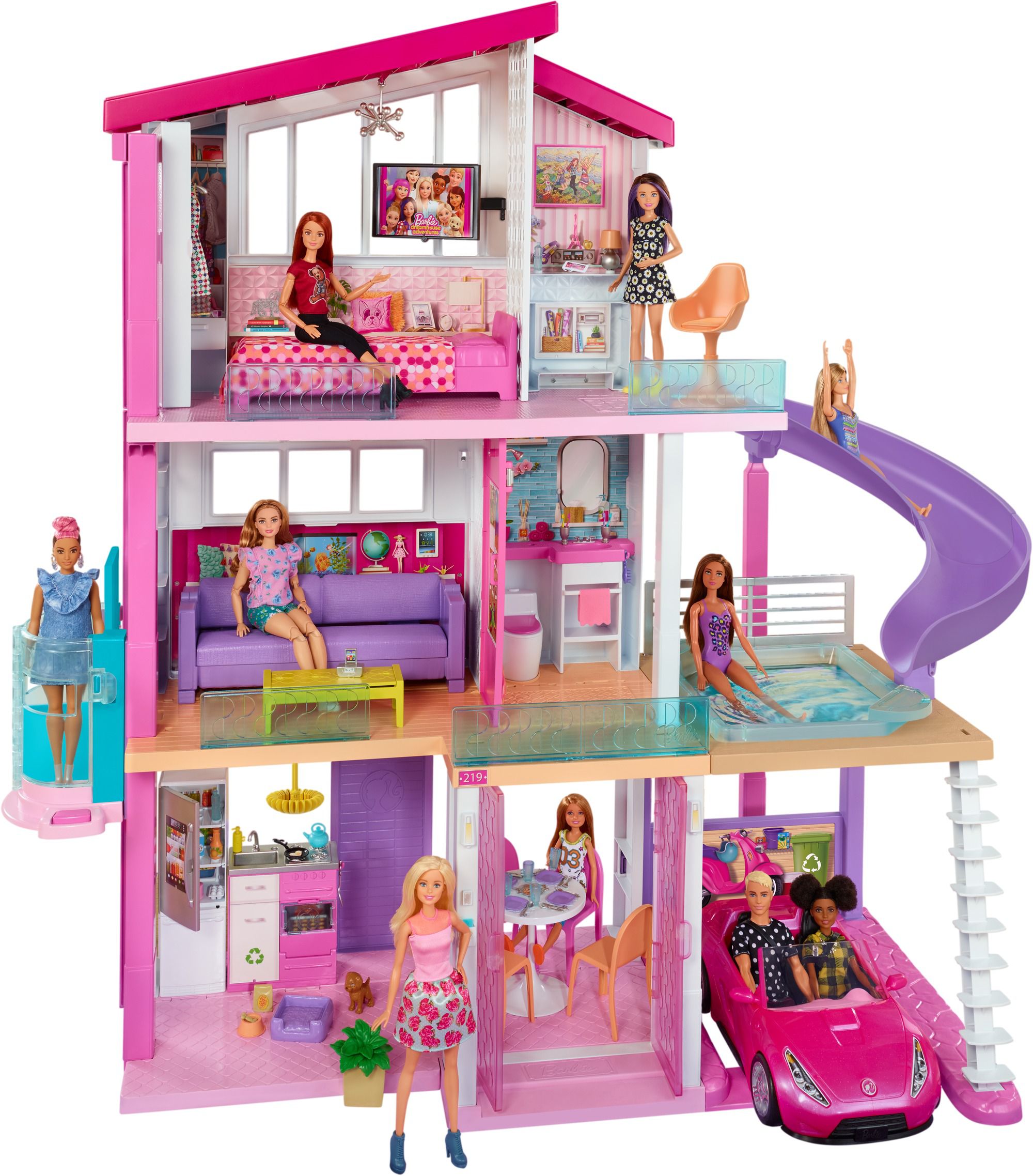 Four Barbie Dolls Morning Bedroom Bunkbed Routine. Life in a Dreamhouse DIY  Mini Doll House. 