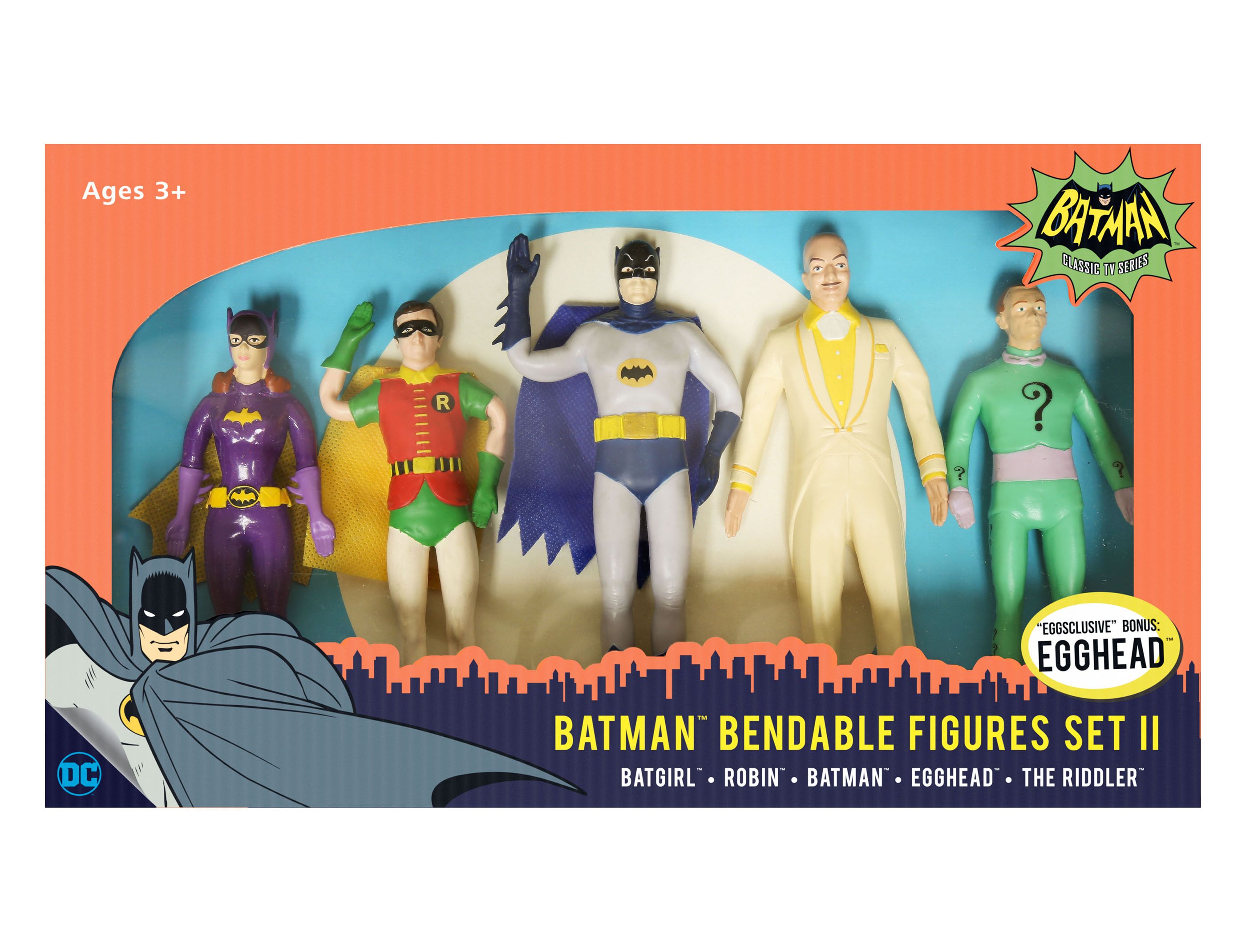 Fingerhut - NJ Croce DC Comics - Batman Classic TV Series Bendable Figures  Set II: Batgirl, Robin, Batman, Egghead, The Riddler