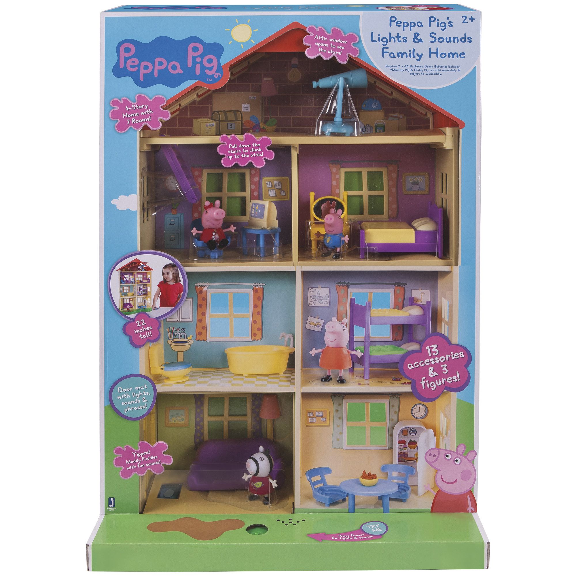 Peppa Pig Family Home Feature Playset w/ Lights, Sounds, & Accessories 