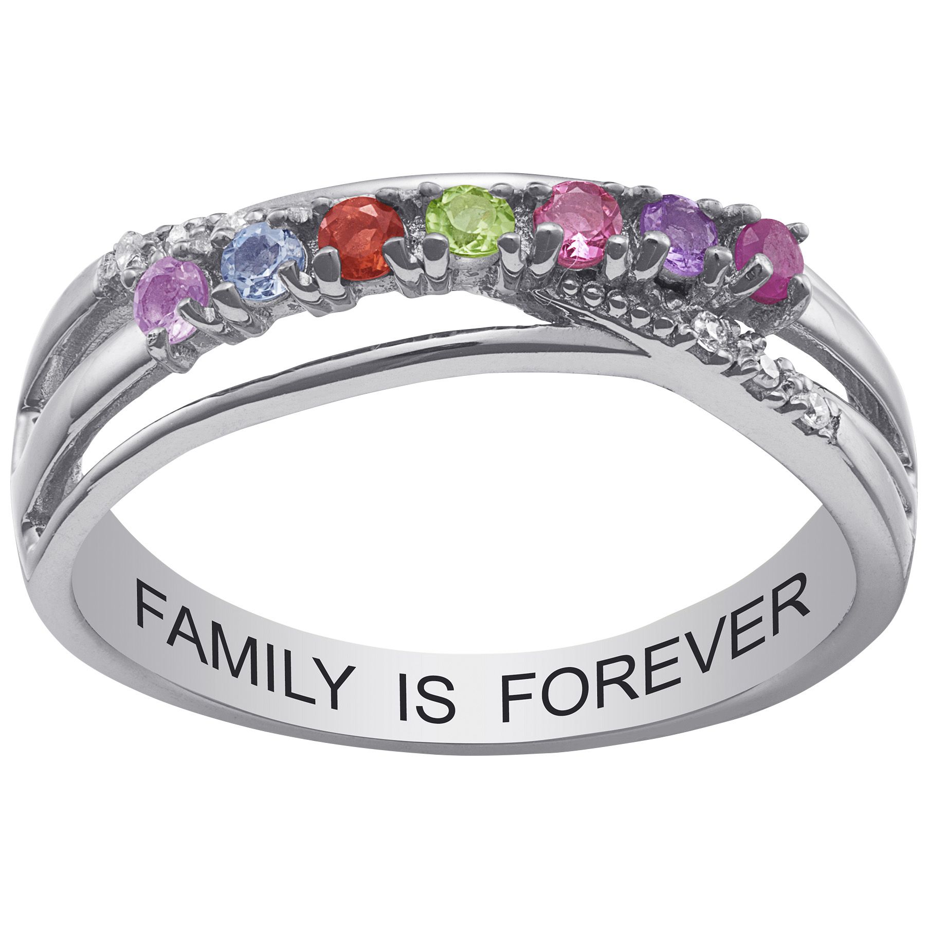 Sterling Silver Pink Coral & Pink Sapphire 2-Row Ring