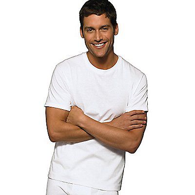 Hanes white crew online neck