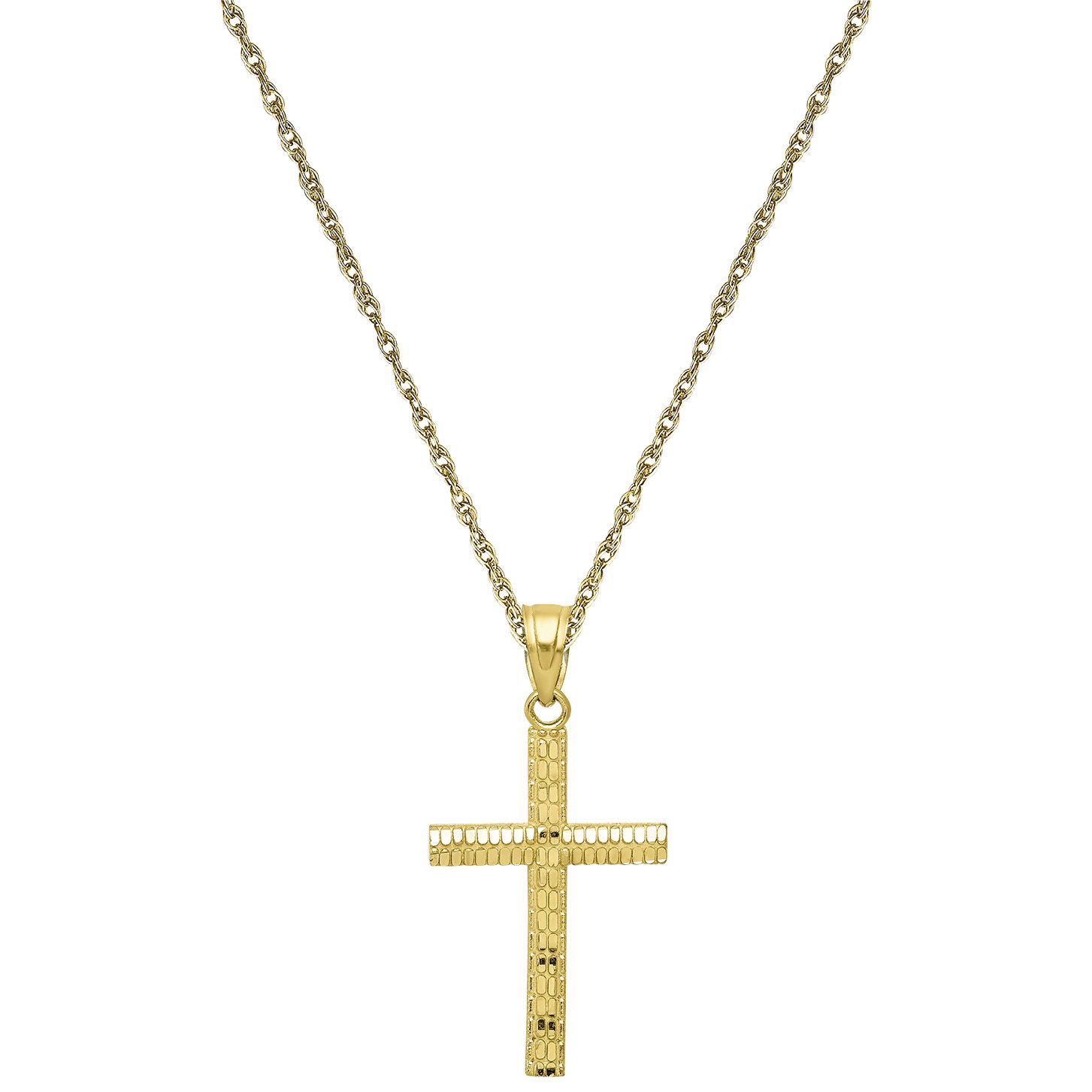 Fingerhut 10k Gold Diamond Cut Cross Pendant Necklace