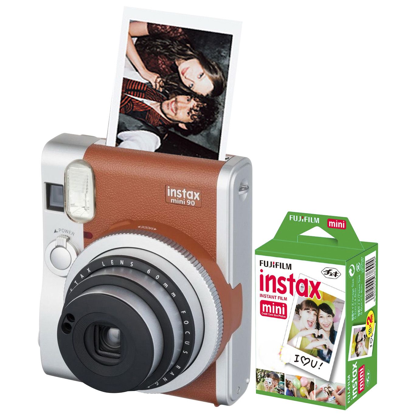 een op vakantie Kan niet lezen of schrijven Fingerhut - Fujifilm Instax Mini 90 Neo Classic Instant Film Camera -  Brown, 600020066