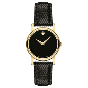 Black leather movado watch hot sale