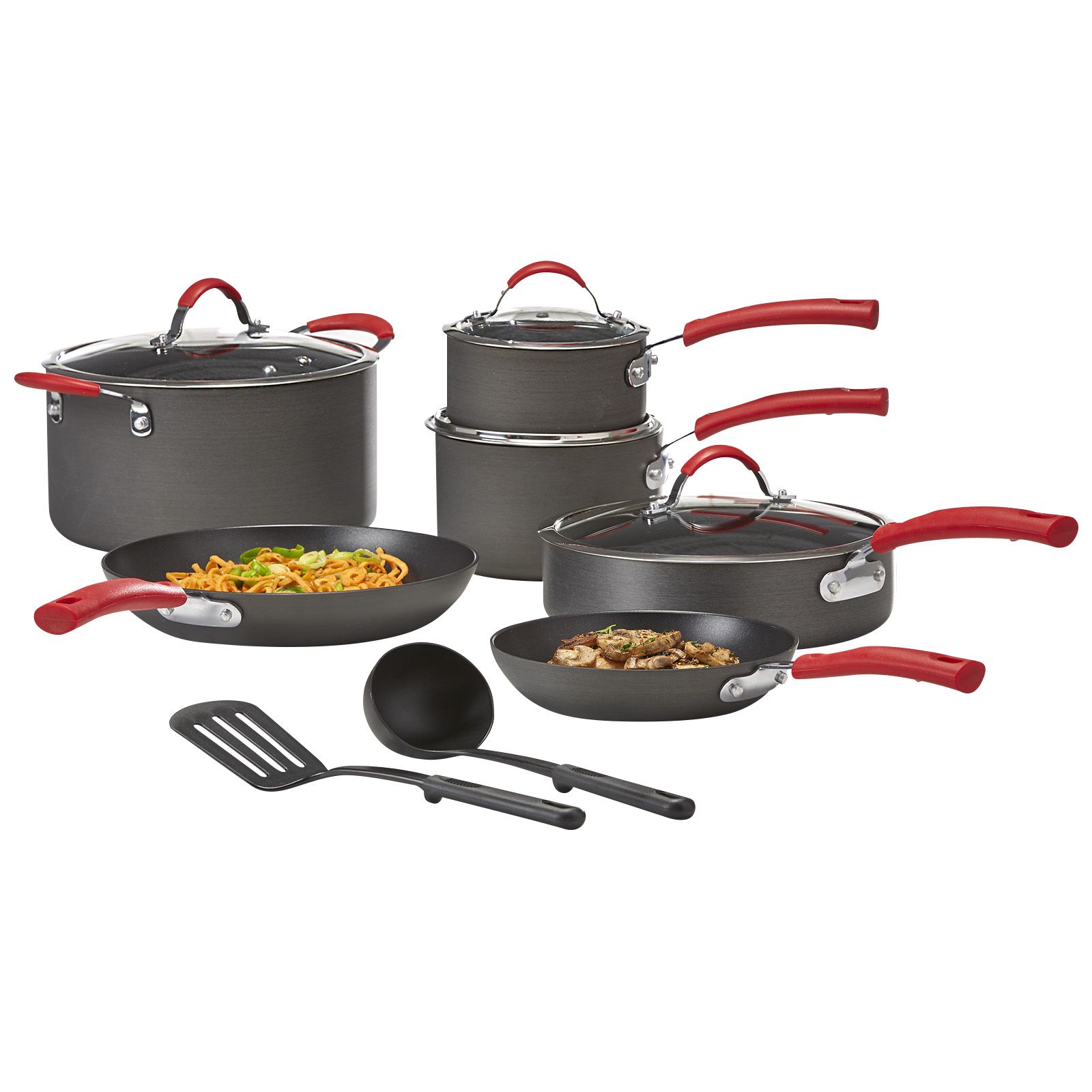 12pc Aluminum Nonstick Hard Adonized Cookware Set Dark Gray