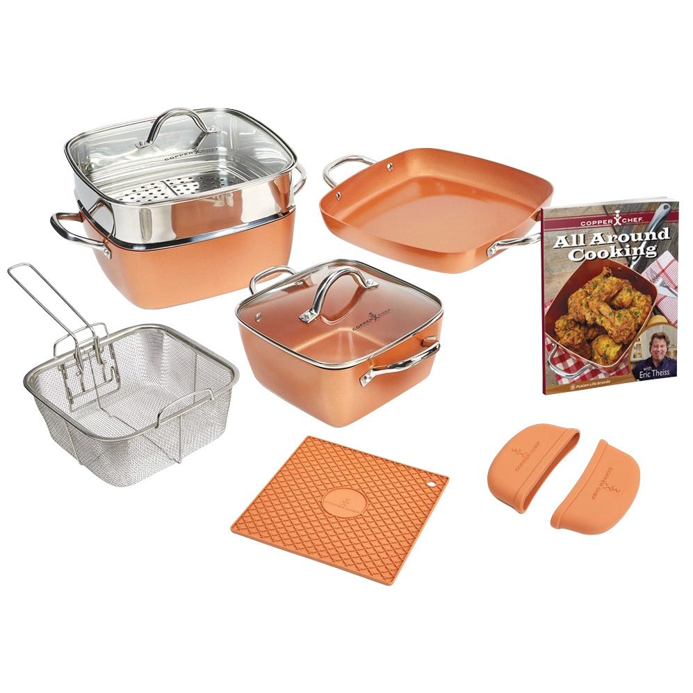 As Seen on TV 9.5 Copper Chef Black Diamond Square Pan with Lid 