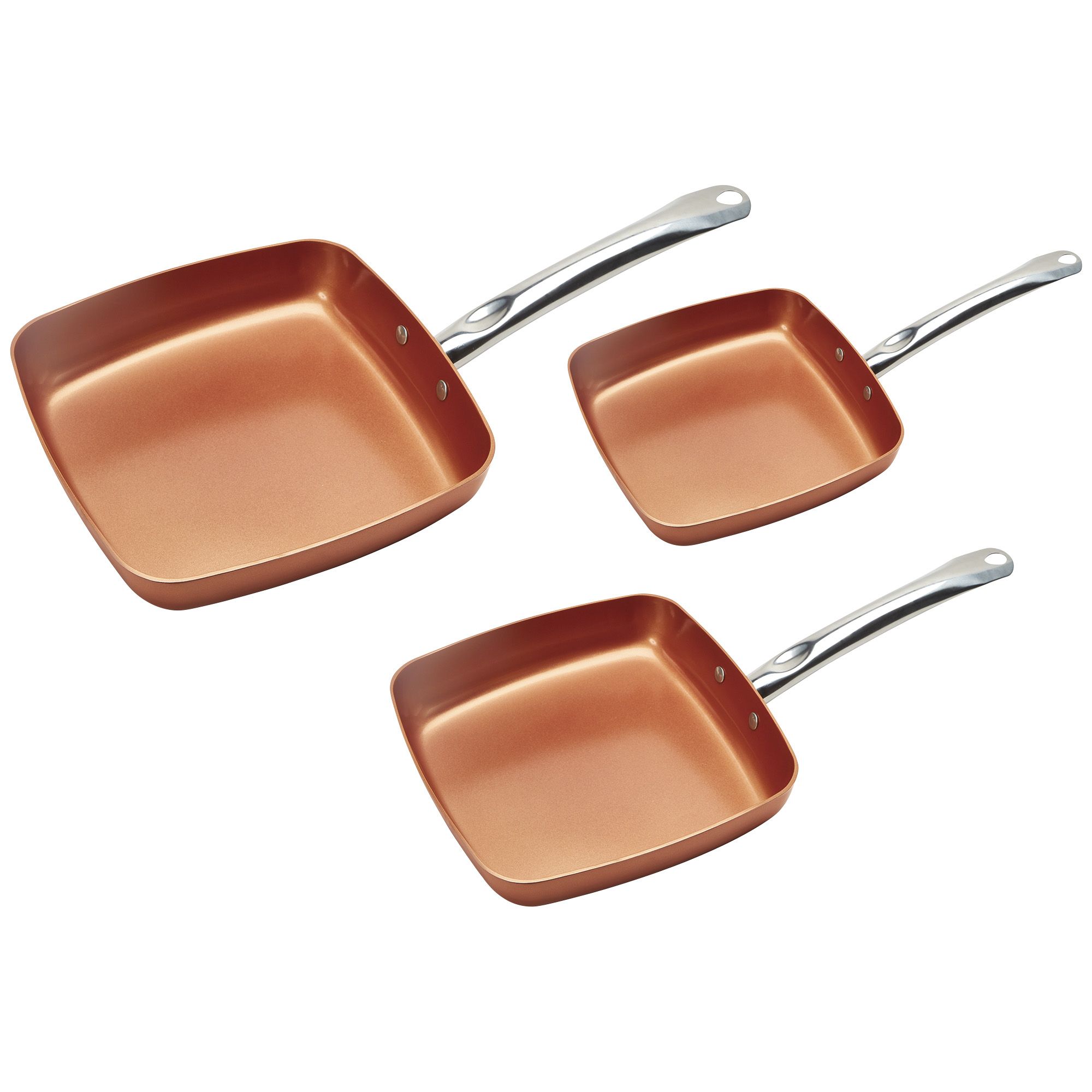 Square Shallow Fry Pans, Non-Stick Surface, 2-Pc. Set, As Seen On