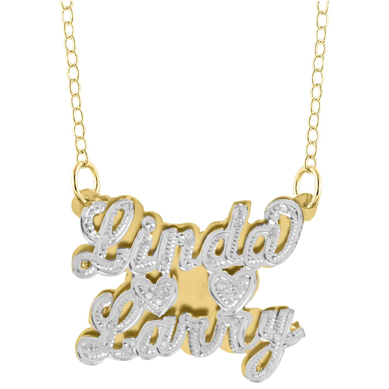 Fingerhut Jay Aimee Designs 14k Gold Over Sterling Silver Cz Personalized Double Name Necklace