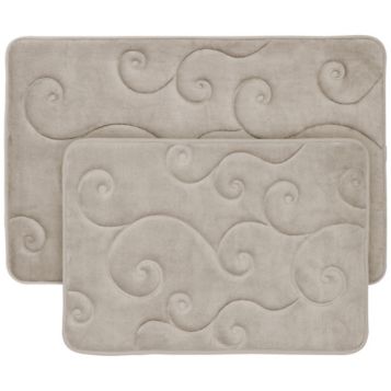 Lavish Home Memory Foam Extra Long Bath Rug Mat - Taupe