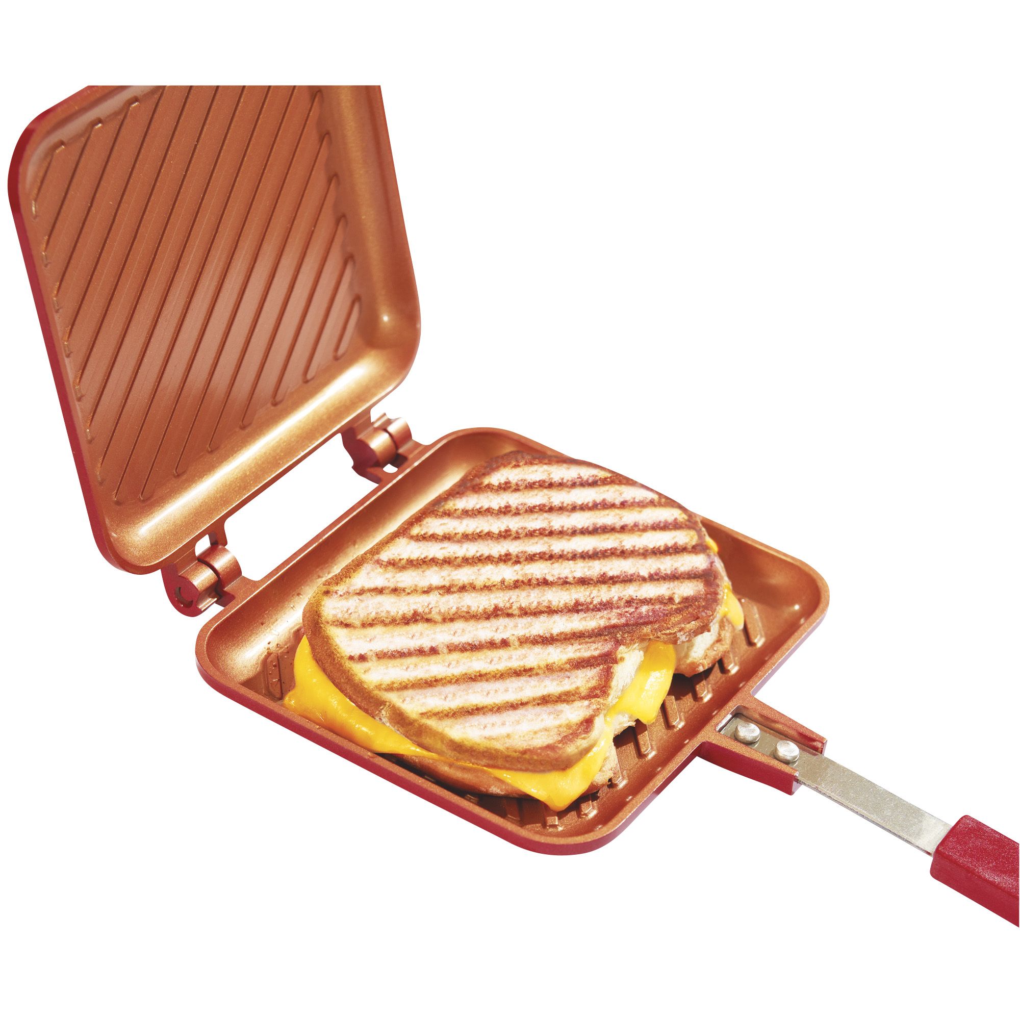 Red Copper Flipwich Non-Stick Stovetop Sandwich & Panini Maker NEW