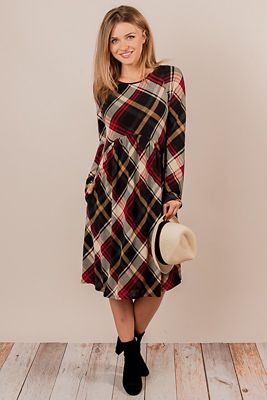 plaid empire waist dress