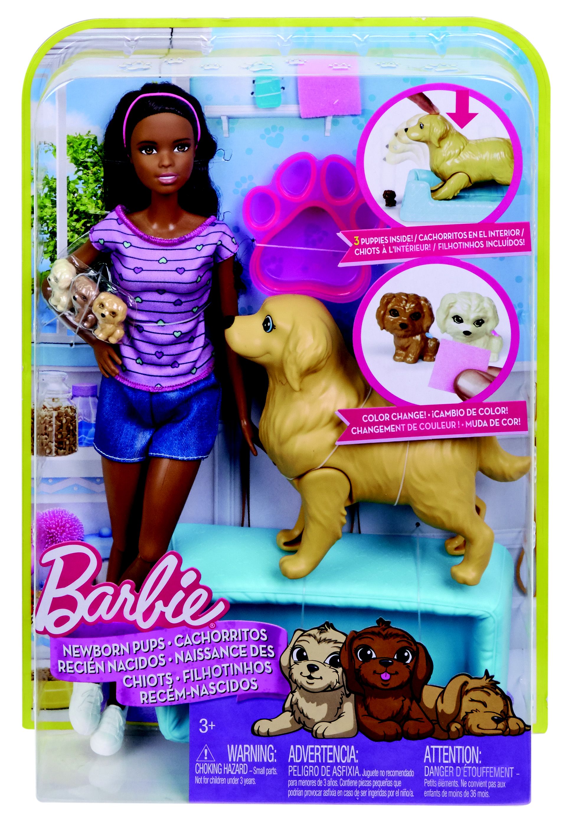 Barbie doll with dog that has on sale puppies