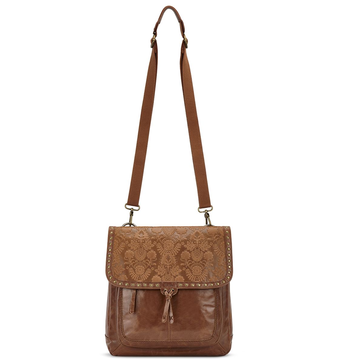 The Sak Ventura Convertible Backpack II Leather - Tobacco Floral Embossed