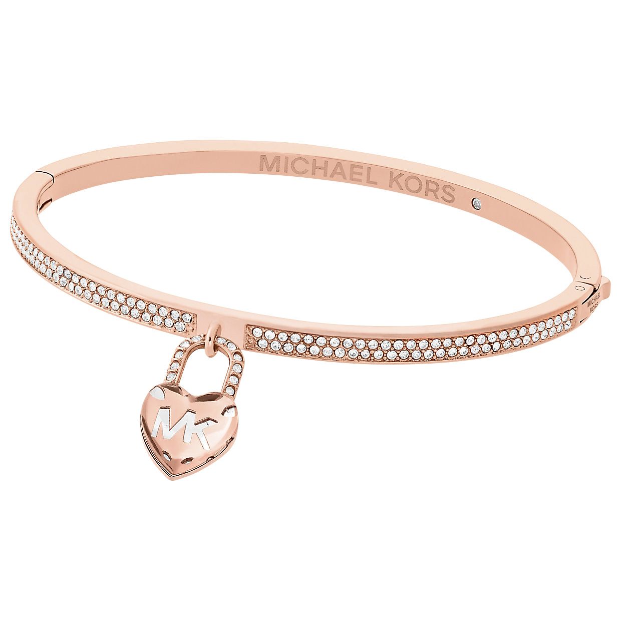 Fingerhut - Michael Kors Logo Love Rose Goldtone Stainless Steel and  Crystal Bangle Bracelet with Dangle Charm