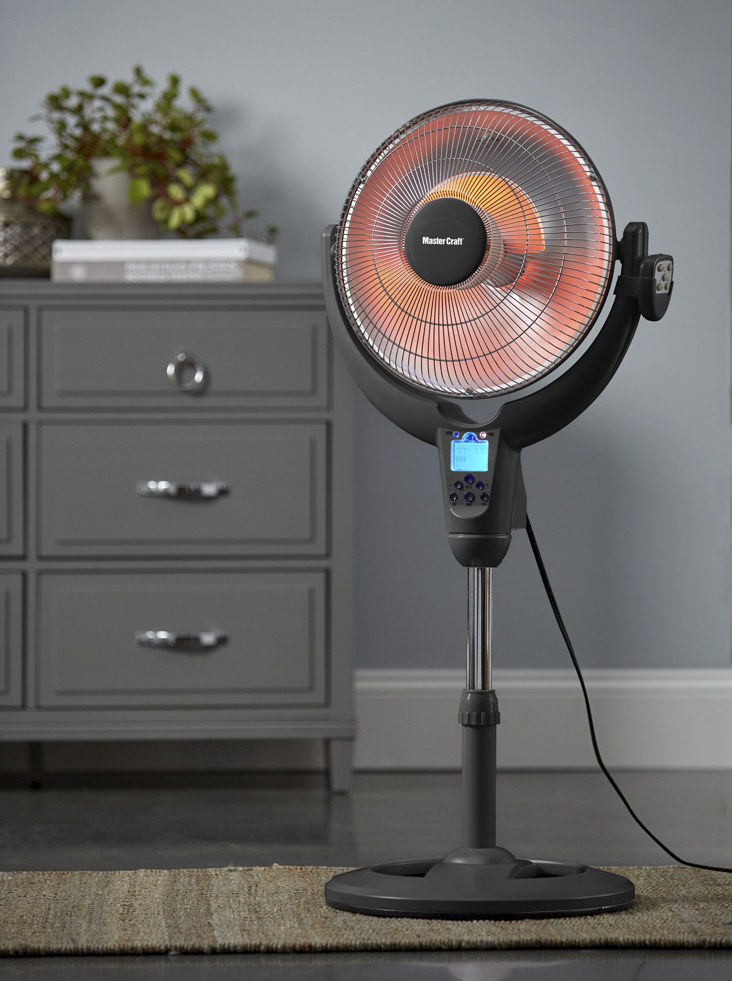 Fingerhut - 14 Dish Oscillating Pedestal Radiant Heater with Remote Control