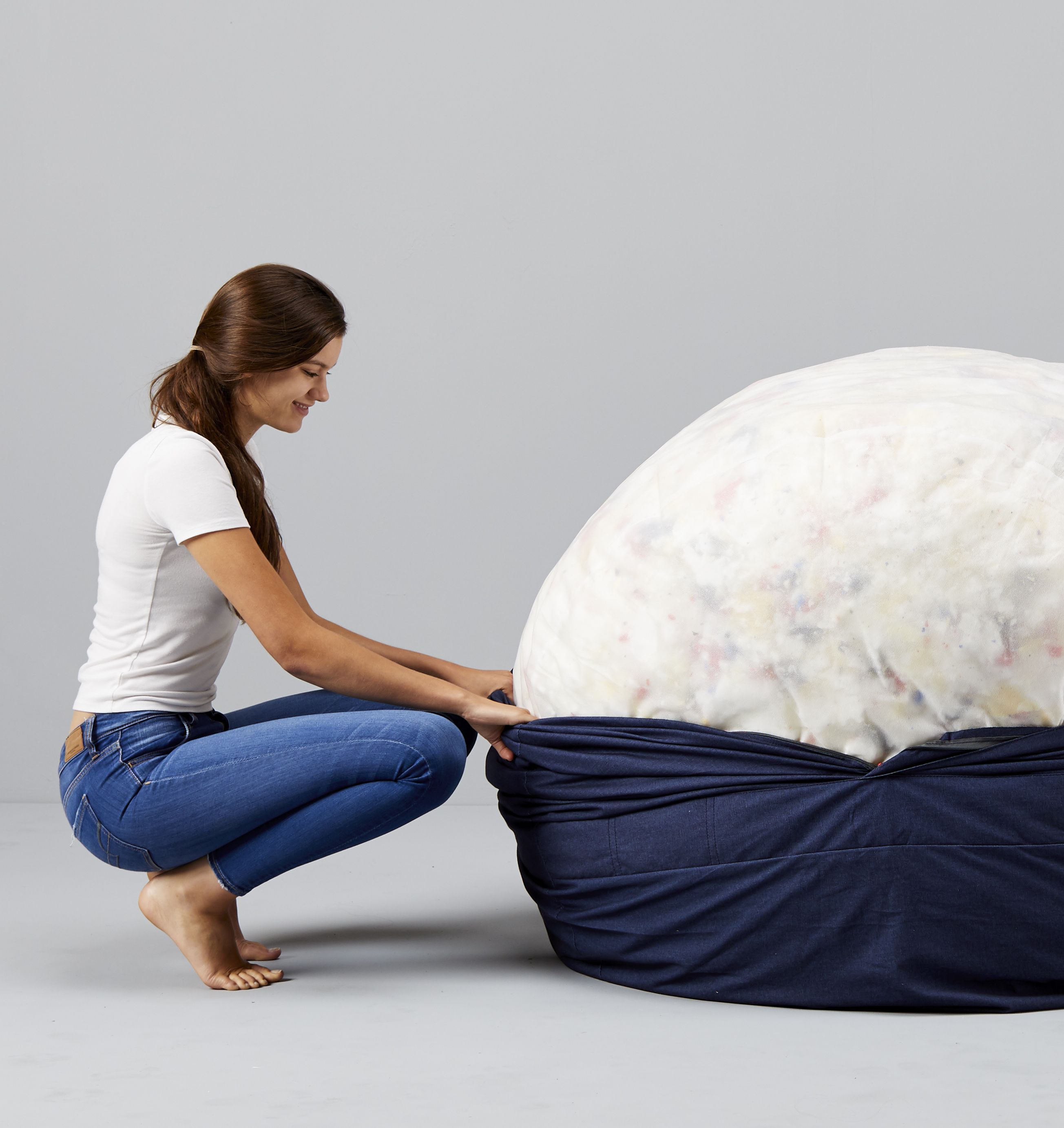 Big Joe Fuf XXL Foam Filled Bean Bag Chair, Fog