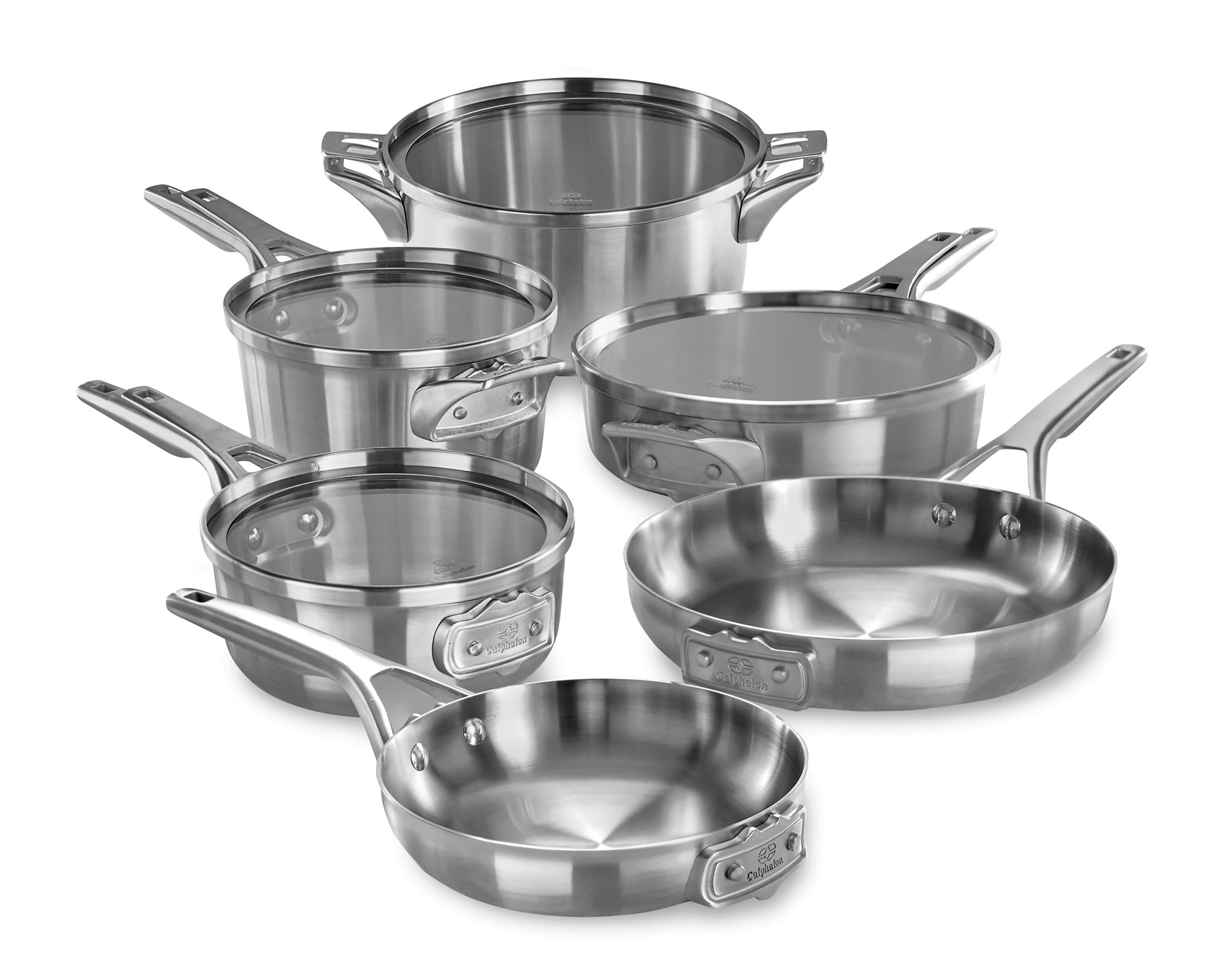 Set of 10 Stainless Steel Calphalon Premier Space Saving Cookware for sale online 2010605 