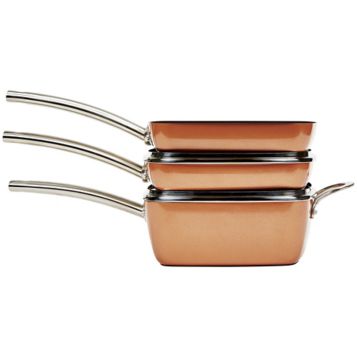 Copper Chef Non-Stick Square Fry Pan 5-Piece Set, 8 Inch Griddle