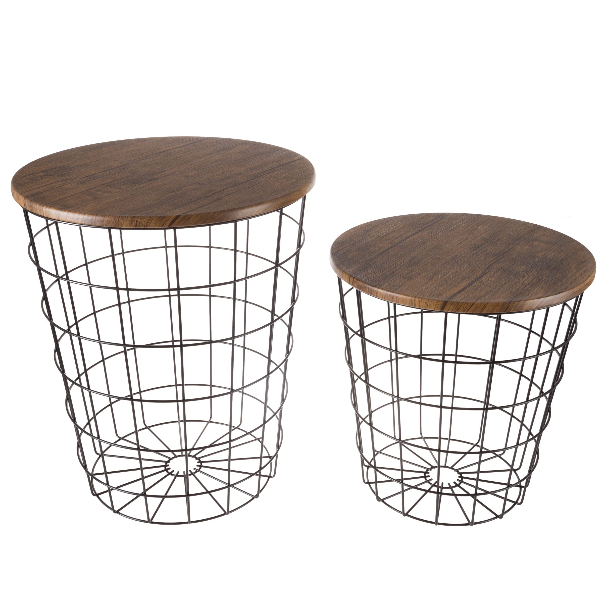Fingerhut Lavish Home Nesting Metal Basket End Tables With Storage 2 Pc Set Black