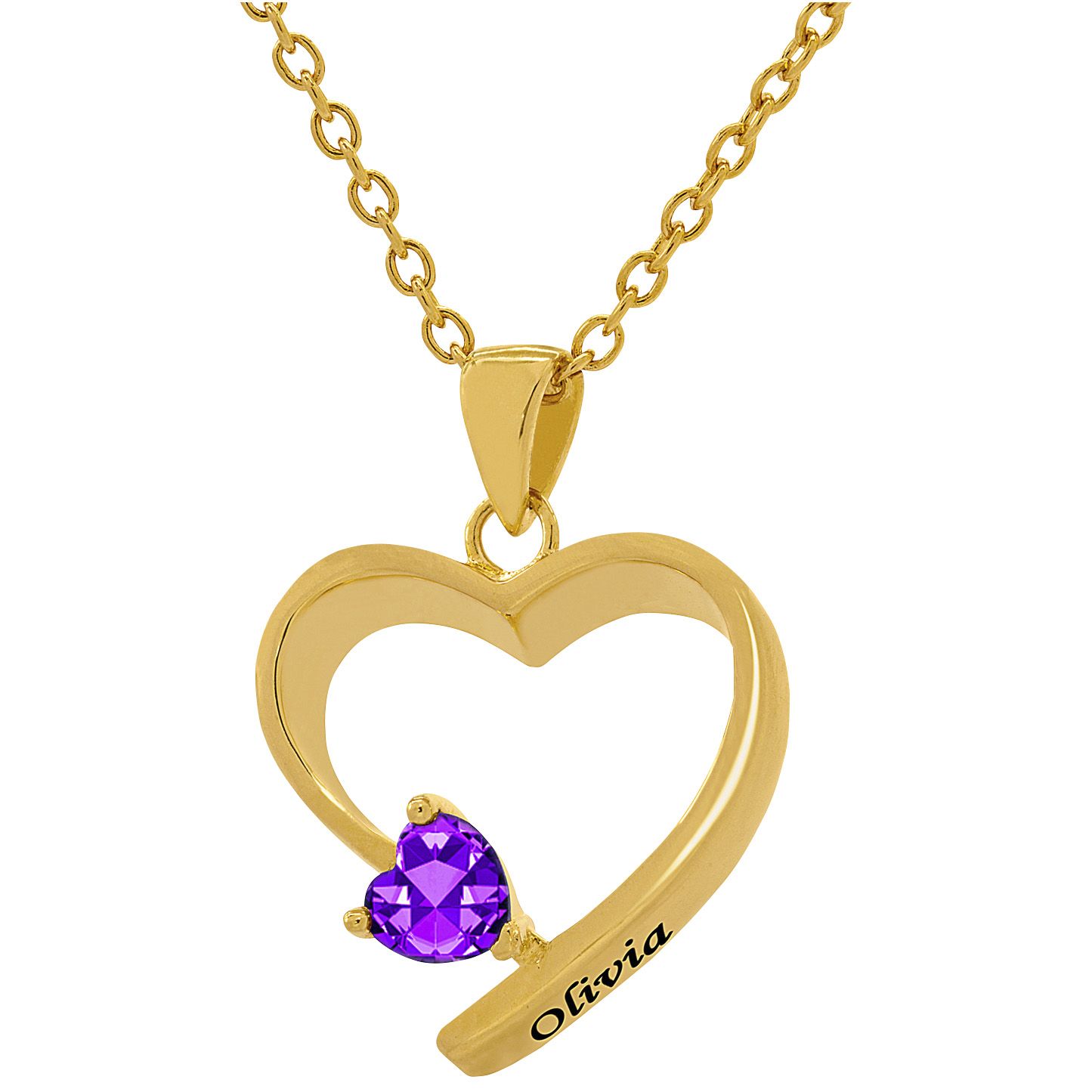 Fingerhut Jay Aimee Designs 14k Gold Plated Sterling Silver Personalized Birthstone Open Heart Name Pendant