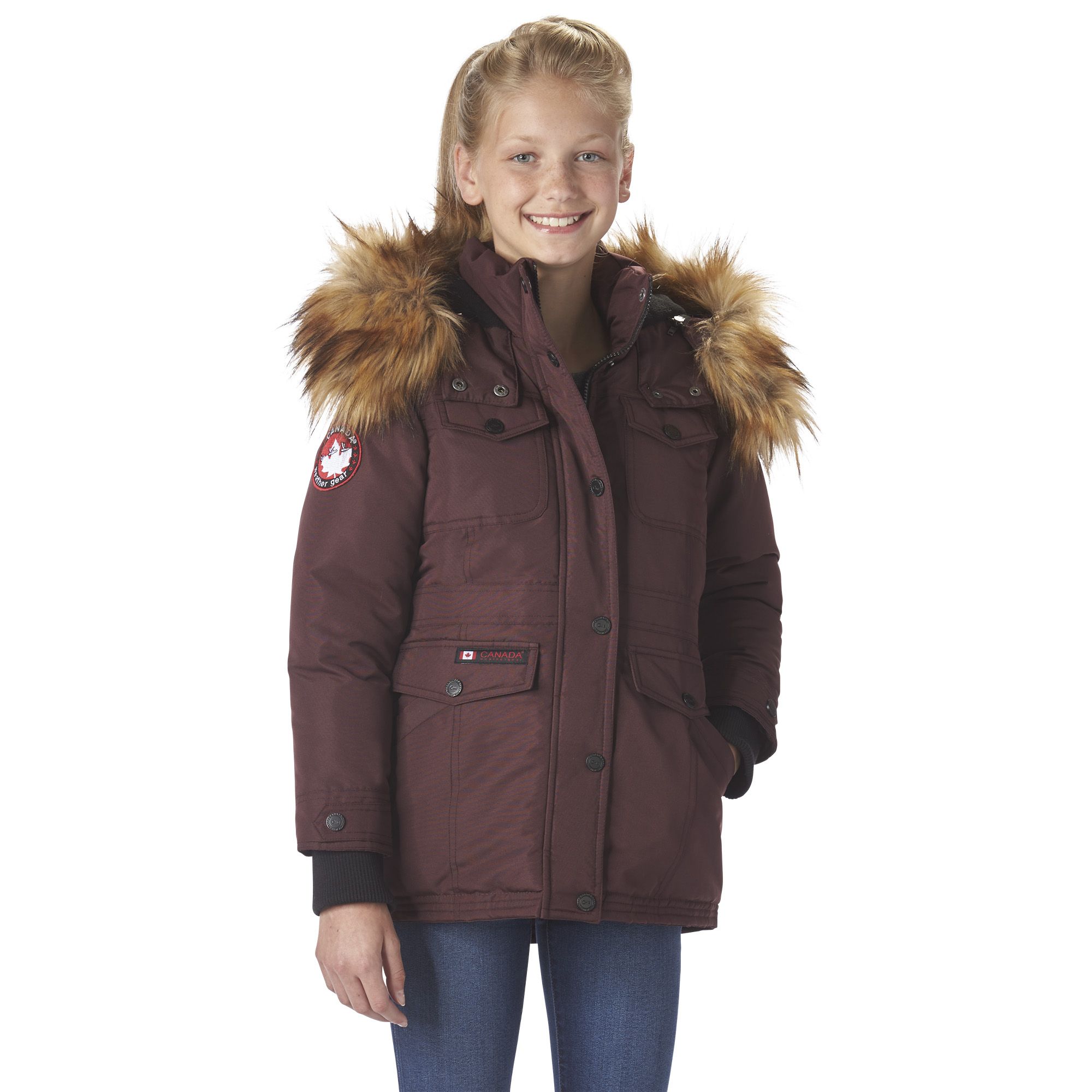 CANADA WEATHER GEAR Boys' Zipped Snap Flap Insulated Parka