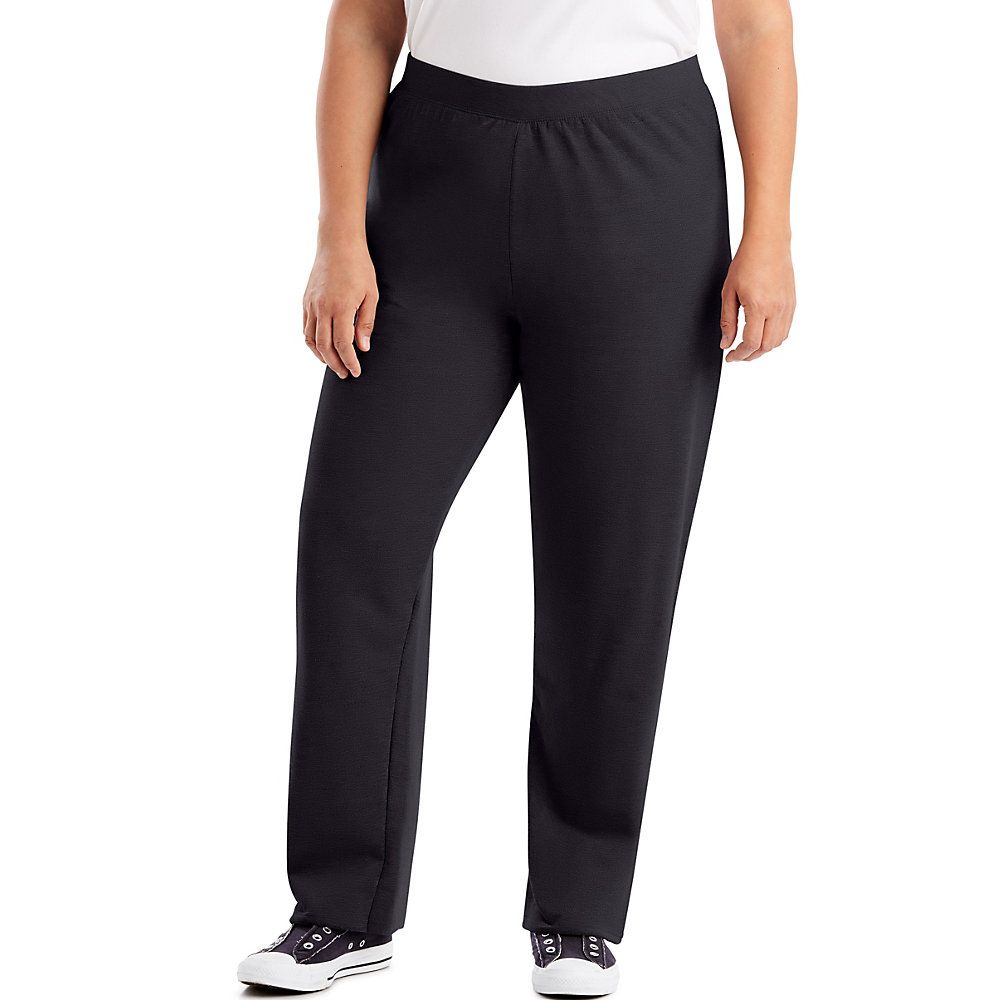 Hanes Womens Ebony Mid Rise Elastic Waist Pull On Ecosmart