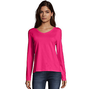 Fingerhut - Hanes Women's Long-Sleeve V-Neck T-Shirt