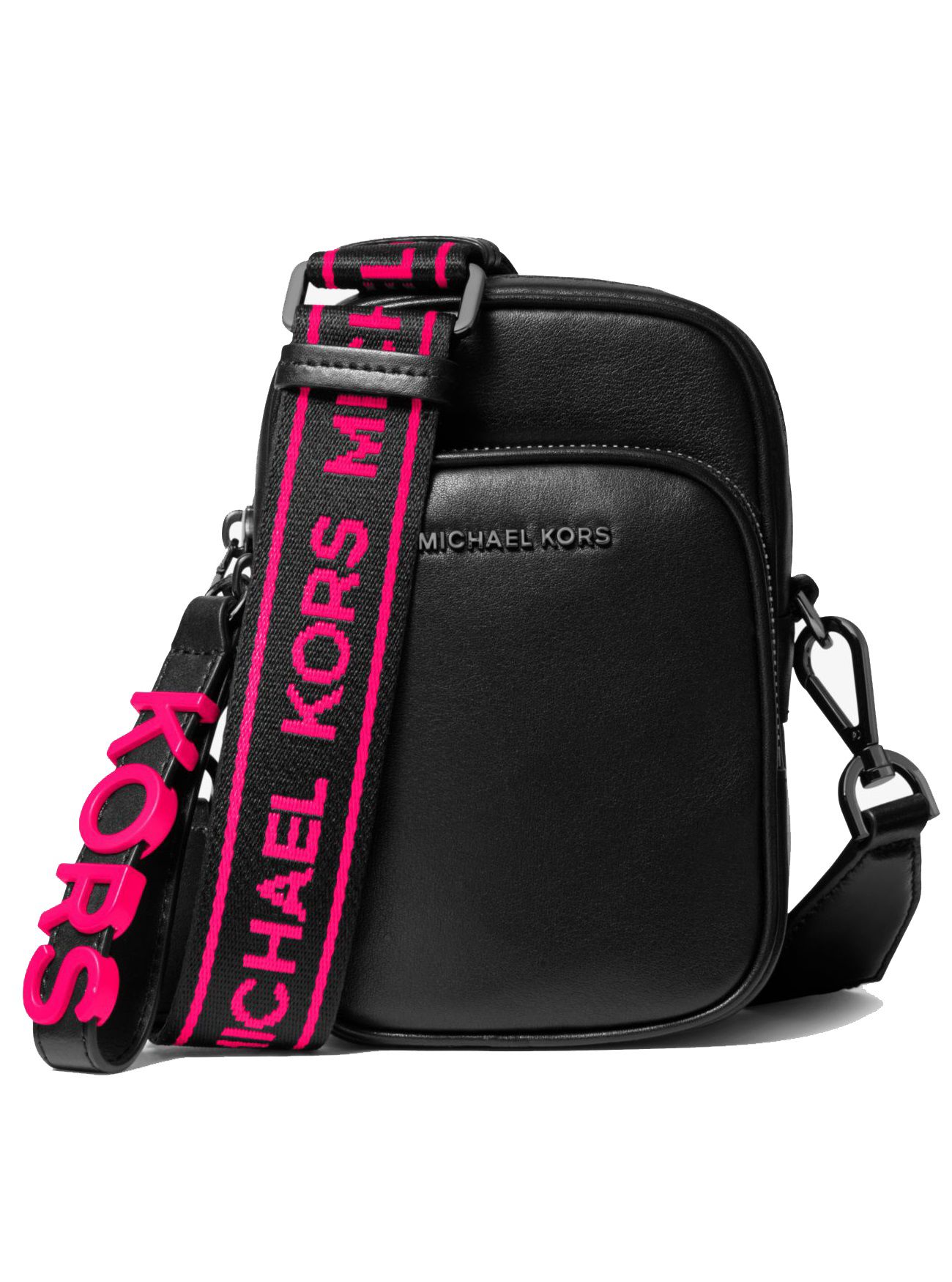 Michael Kors Medium North South Crossbody Bag Black Neon Pink