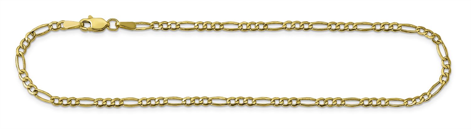 10K Yellow Gold 2.5mm Figaro Chain Necklace Lobster Clasp