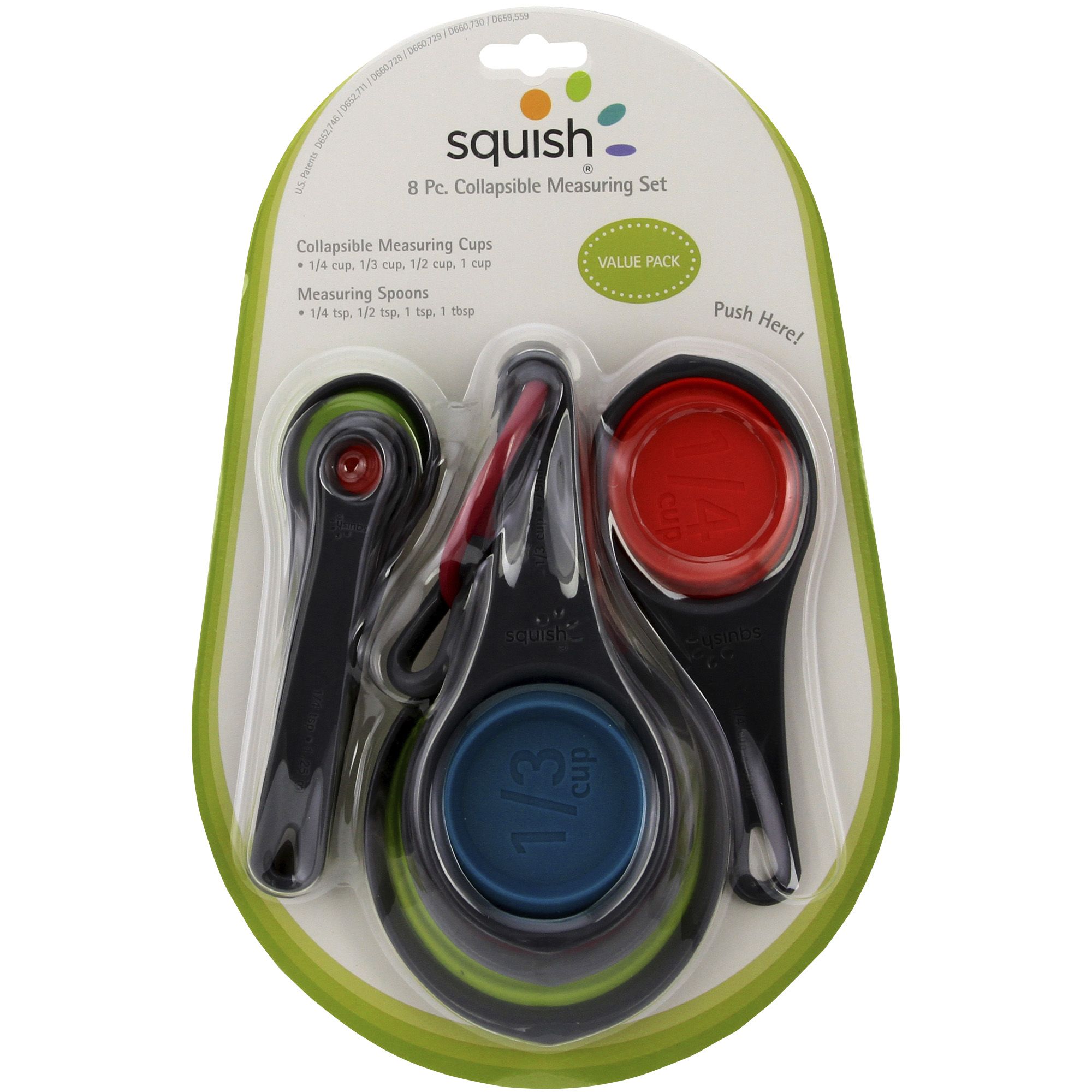 Fingerhut - Squish 8-Pc. Collapsible Measuring Cups and Spoons Set
