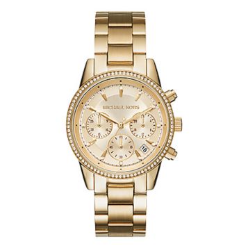 Fingerhut - Michael Kors Women's Ritz Goldtone Stainless Steel Crystal  Chronograph Watch