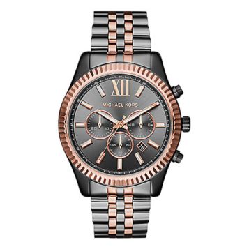 Fingerhut - Michael Kors Men's Lexington Gunmetal and Rose Goldtone  Stainless Steel Chronograph Watch