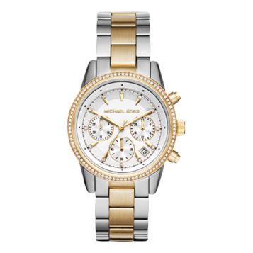 Fingerhut - Michael Kors Women's Ritz Two-Tone Stainless Steel Crystal  Chronograph Watch