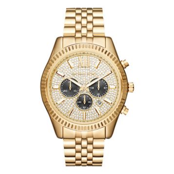 Fingerhut - Michael Kors Men's Lexington Goldtone Stainless Steel Crystal  Pavé Chronograph Watch