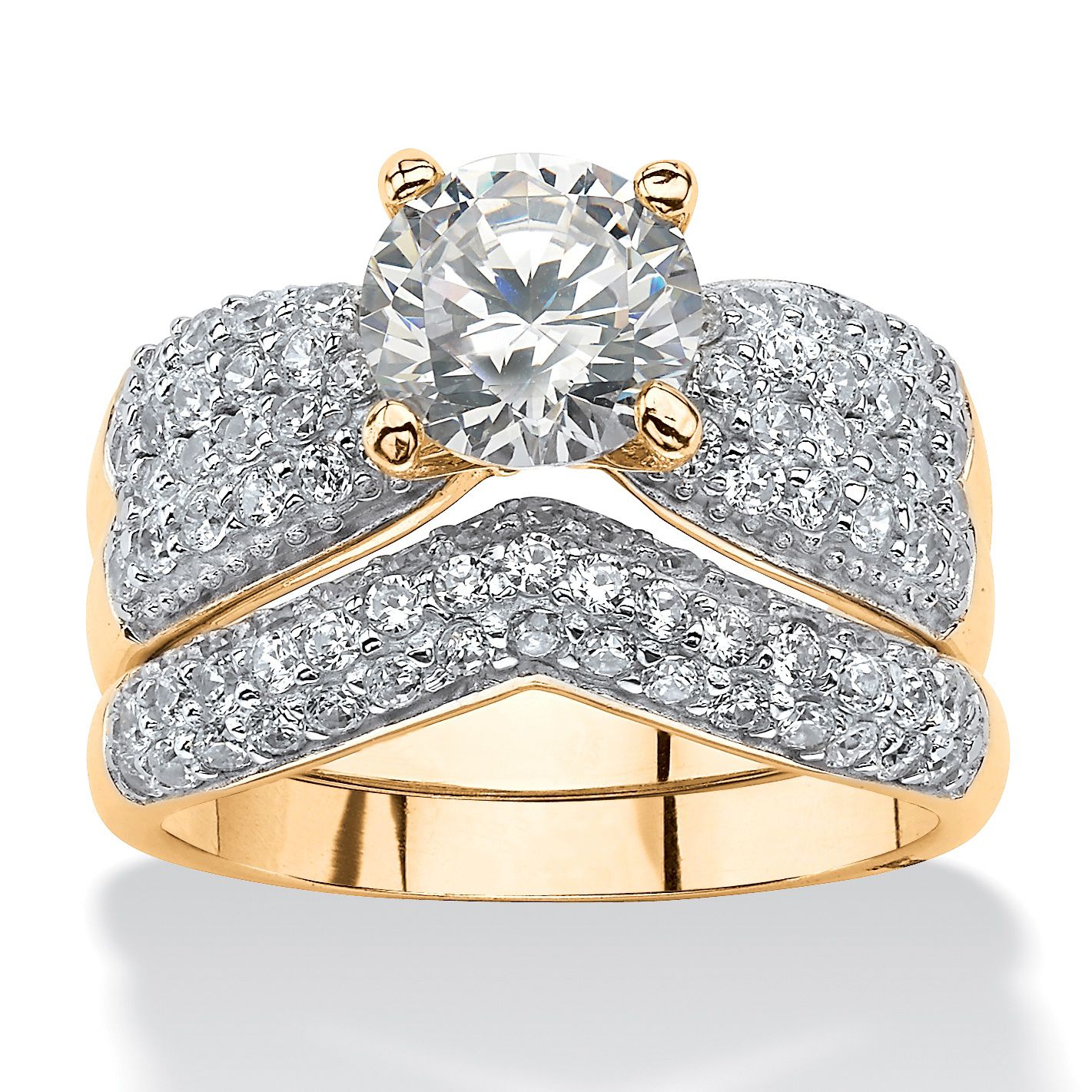 Wedding Gold Plated Sterling Silver Jewelry Pave Diamond Yellow Diamond Ring 