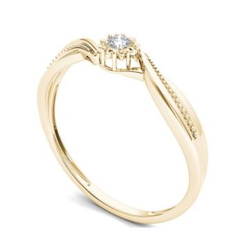 Fingerhut 10k Yellow Gold Diamond Accent Solitaire Bypass Promise Ring