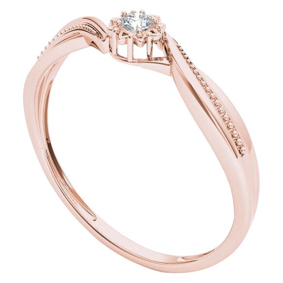 10K Rose Gold Diamond-Accent Solitaire Bypass Promise Ring