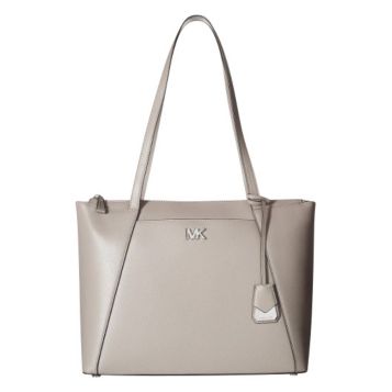 MICHAEL KORS Optic White Medium East West Ring Leather Tote