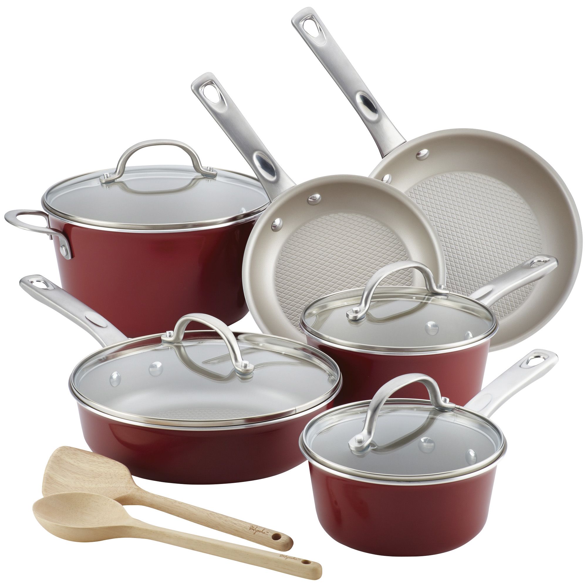 Fingerhut - Ayesha Curry Home Collection 12-Pc. Nonstick Porcelain