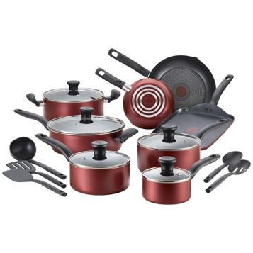T-fal Simply Cook Prep and Cook Nonstick 17pc Set - Red