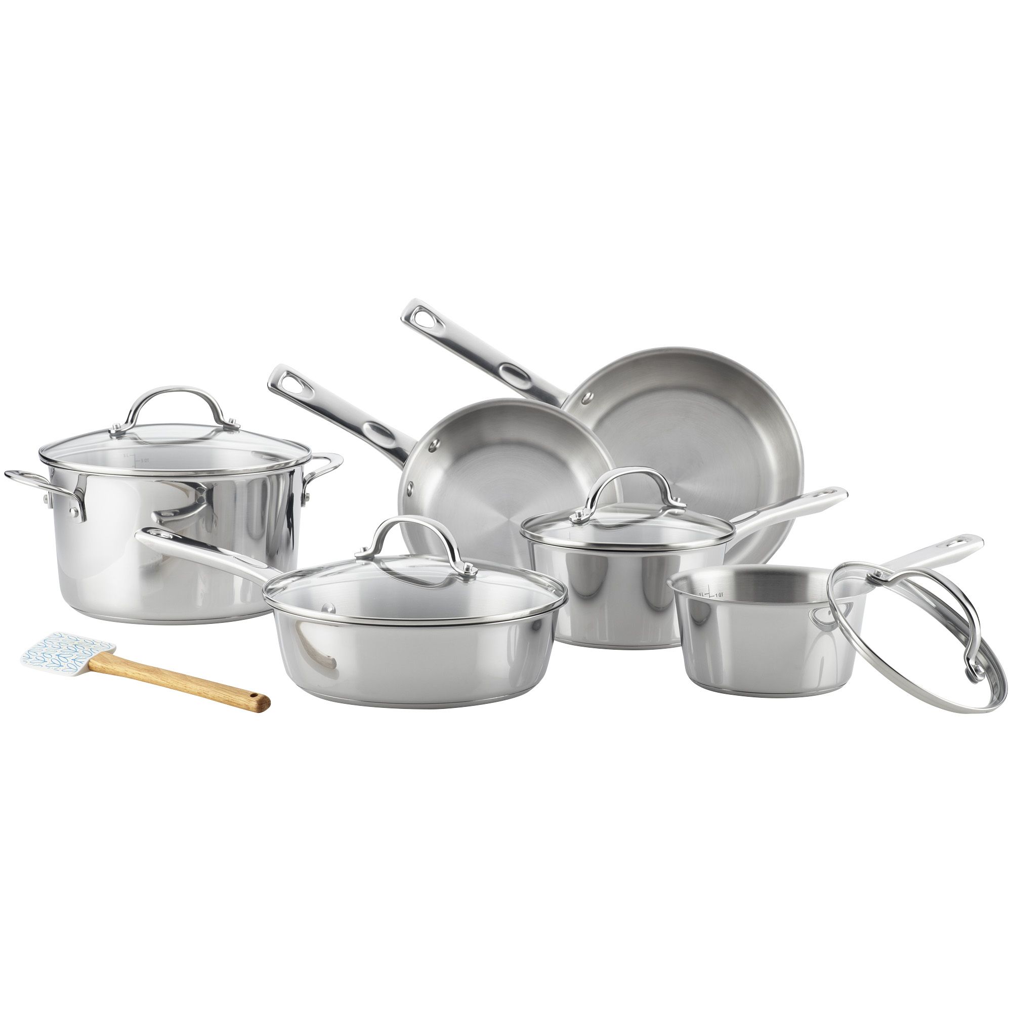 Fingerhut - Blue Diamond 11-Pc. Nonstick Stainless Steel and Aluminum  Cookware Set