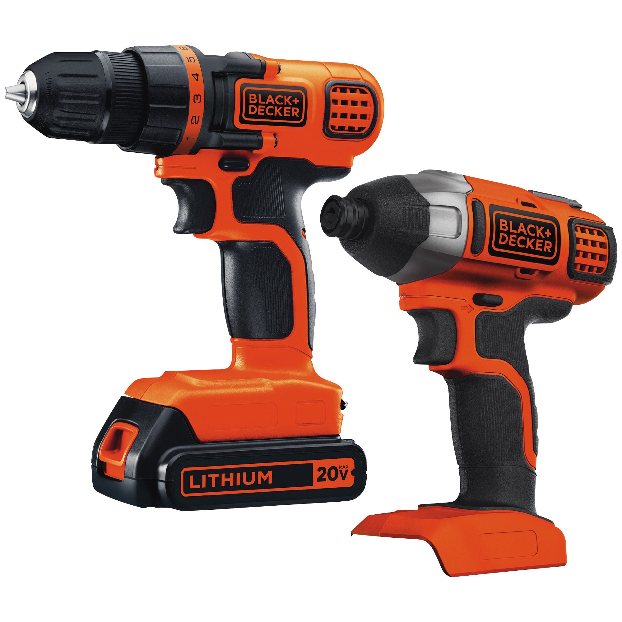 Fingerhut - BLACK+DECKER 66-Pc. 20V Lithium-Ion Cordless Drill and