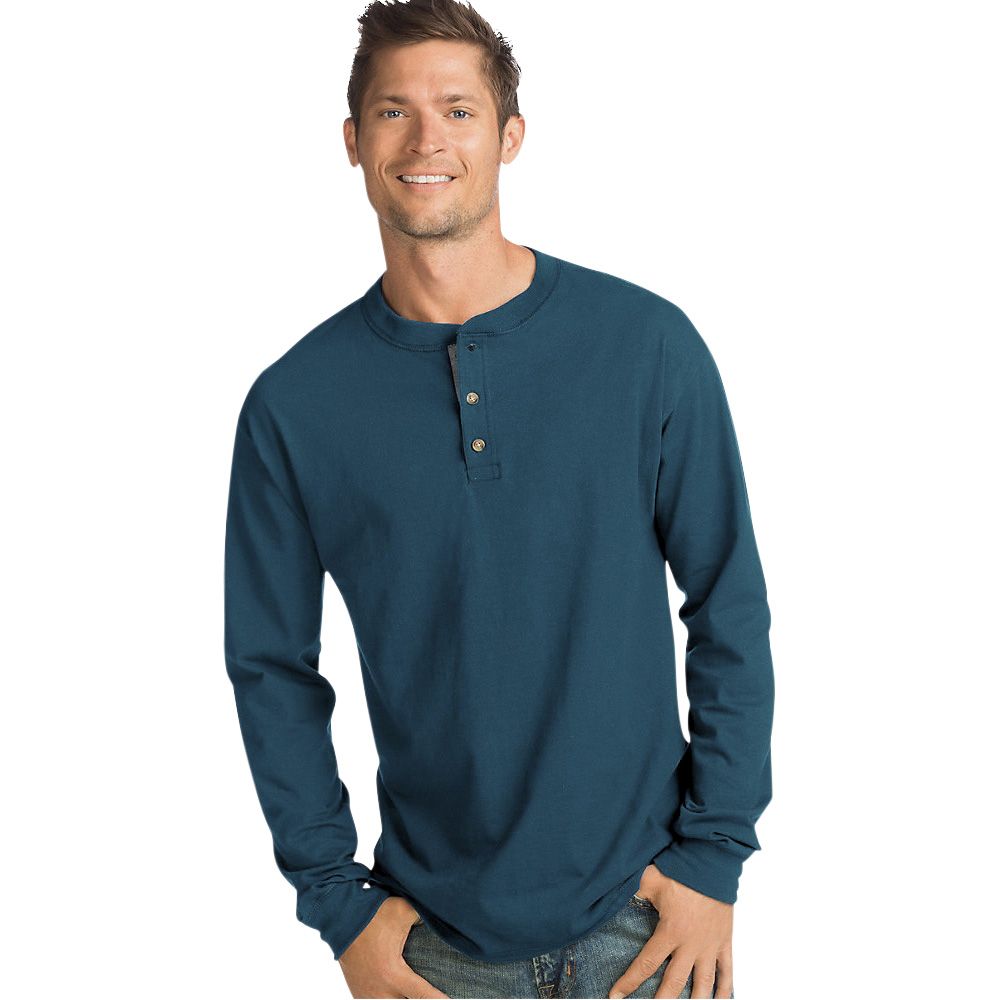 Hanes henley outlet shirt