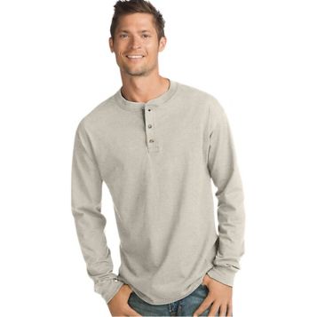 Hanes men's beefy t long 2025 sleeve henley